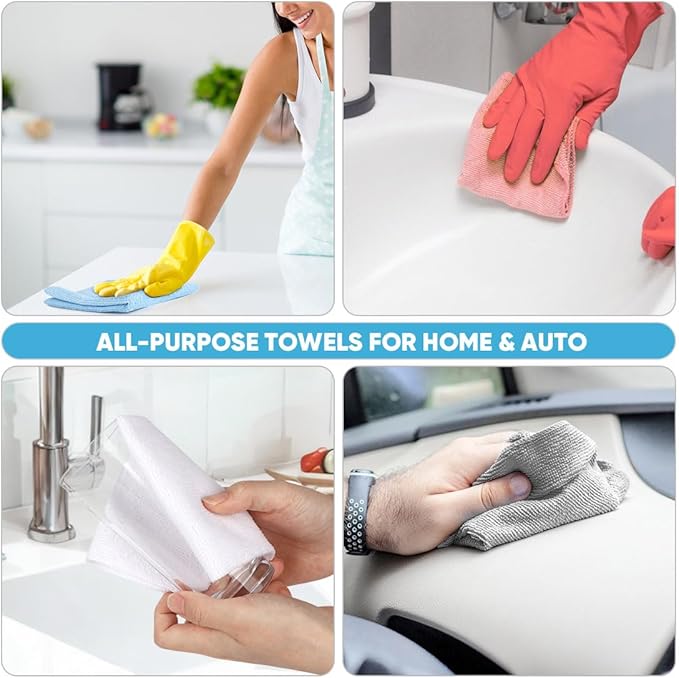 AIDEA Microfiber Cleaning Cloth 165 Sheets 3 Roll, Pink, Microfiber Towels for Cars, Shop Towels, Shop Rags Washable,Cleaning Rags Reusable Paper Towels for Automotive, Workshops, House,11×9"
