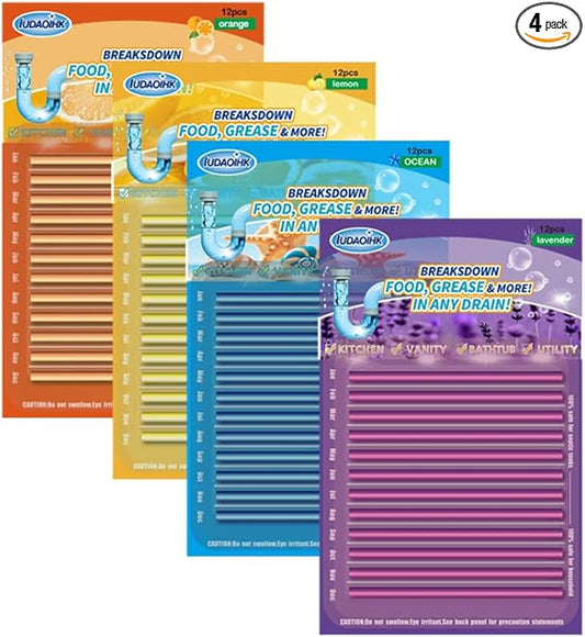 Drain Cleaner Sticks Keeps Drains and Pipes Clear and Odor As Seen On TV 4 Packs(48 pcs)