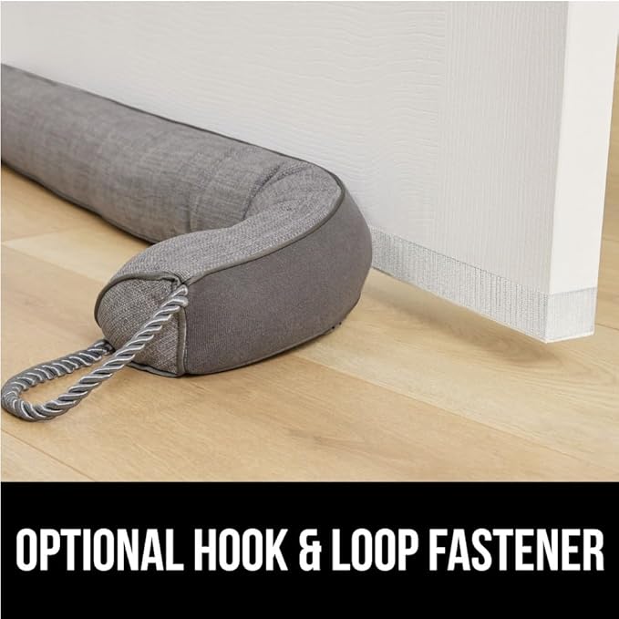 GORILLA GRIP Door Draft Stopper for Bottom of Doors, Weather Stripping Seal Blocks Hot Air, Noise, Bugs, Keeps Cold AC in, Sound Proofing Easy Install Gap Filler, Home Essentials, 32 Inch 2 Pack, Gray