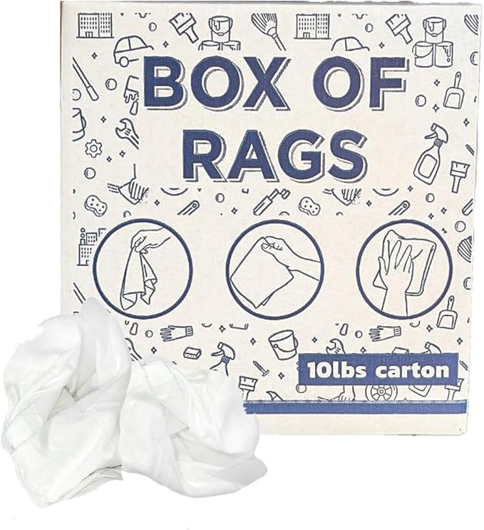 Recycled White Sheeting Cleaning Rags (600 lbs. Pallet 60x10 lbs. Box) – Lint Free White Cotton Cloths for Manufacturing | Automotive | Janitorial | Shop Rags Bulk - Multipurpose