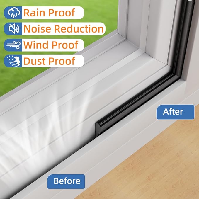 Wedge-Shape Window Weather Stripping Door Frame Seal Strip 2Pcs×196" Black,Upgrade Black Foam,Soundproofing,Draft Stopper,Winter Insulation,Noise Blocker, Gap Filler for Exterior Front Door Side