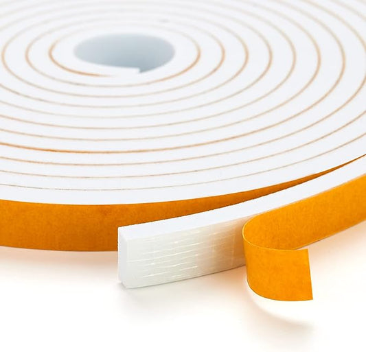 16.5 Feet Weather Stripping Door Seal, 1" Wide X 3/8" Thick Door Seal Strip High Density Foam Tape Adhesive Strip for Door Soundproofing,Window Insulation (1" x 3/8" x 16.5FT,White)