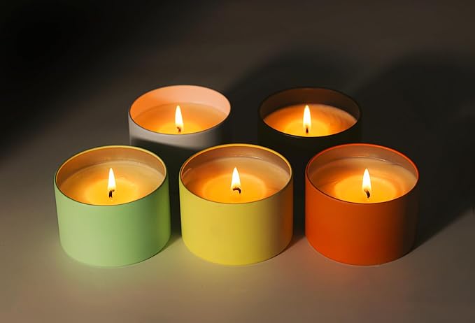 Candle Tins with Lids, 3 Wicks Containers 12 Pack 14oz/420ml Seamless Bulk for Candle Making Supplies Empty Candle Jars - Orange