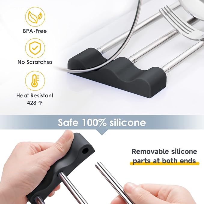 Tomorotec Adjustable Over-The-Sink Kitchen Rack for Dishcloths, Sponges, Bottles and Brushes - Heat-Resistant Stainless Steel with Slim, Expandable Design and Multifunctional Silicone Holder