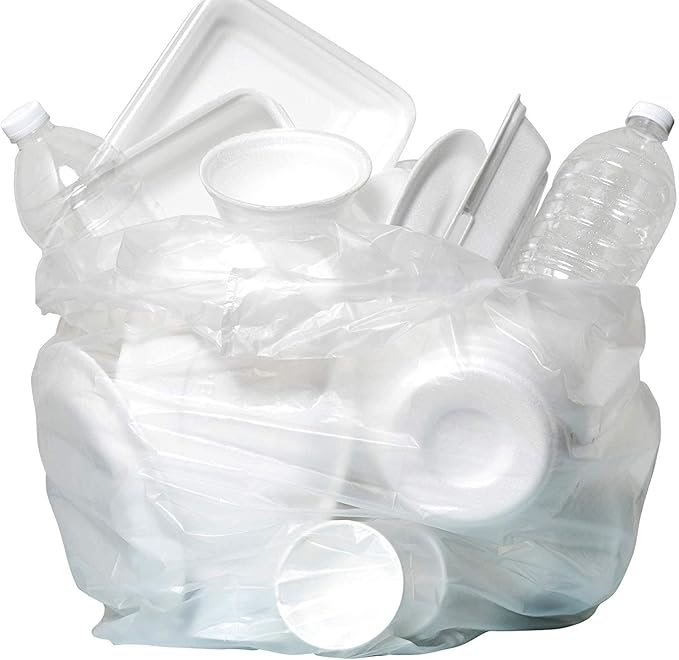 Aluf Plastics High Density Trash Bags, 16 Gallon, 4000 Count, 8 Micron (eq), 24" x 33", Clear, for Bathroom, Office, Industrial, Commercial, Janitorial, Municipal, Recycling