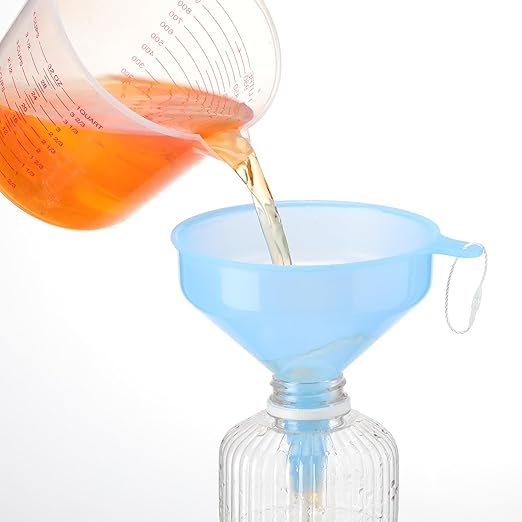 Honeydak 24 Pcs Multi-Purpose Plastic Funnels 4.7 Inch Wide Mouth Funnels for Filling Bottles, Jars, Containers Lab Use Oil Funnel for Gas, Car Oil, Lubricants and Fluids (Pink,Blue,Green)