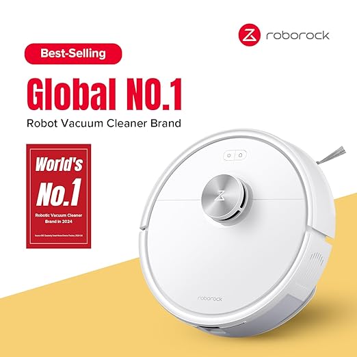 roborock Q7 M5 Robot Vacuum and Mop Combo, 10,000Pa HyperForce Suction, Robotic Vacuum Cleaner, Dual Anti-Tangle System, APP-Controlled Mopping, LiDAR Navigation, for Pet Hair and Carpet, White