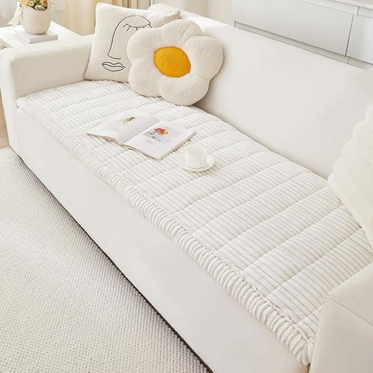 Couch Cover for Dogs Washable, Fuzzy Pet Couch Covers for 3 Cushion Sofa Pet Friendly, Non Slip Sofa Cover (White, 27.6" x 70.9"/70 x 180cm)