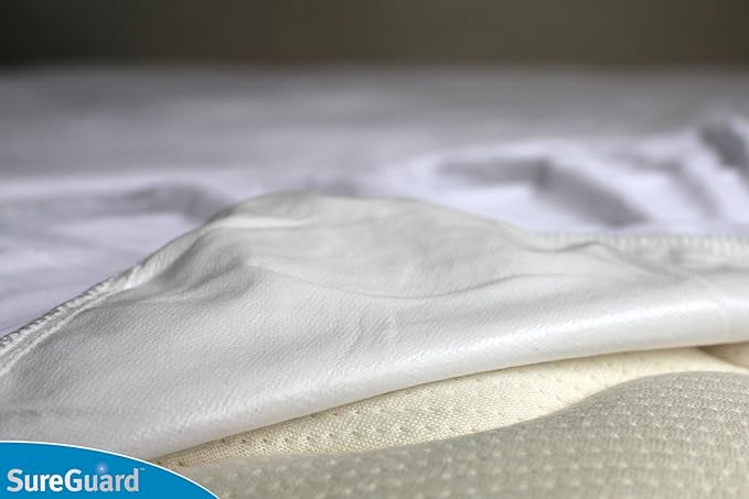 SureGuard Full Size Mattress Protector - 100% Waterproof, Hypoallergenic - Premium Fitted Cotton Terry Cover White