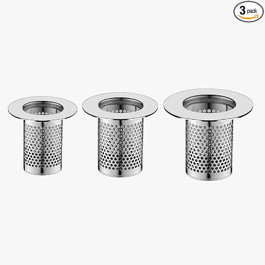 Hair Catcher Shower Drain, Bathtub Drain Cover, Deep Stainless Steel Sink Strainer for Bathroom Sink Bathtub Shower Floor Drain, Fit Hole Size from 1.25in to 2.17in(3-Pack)