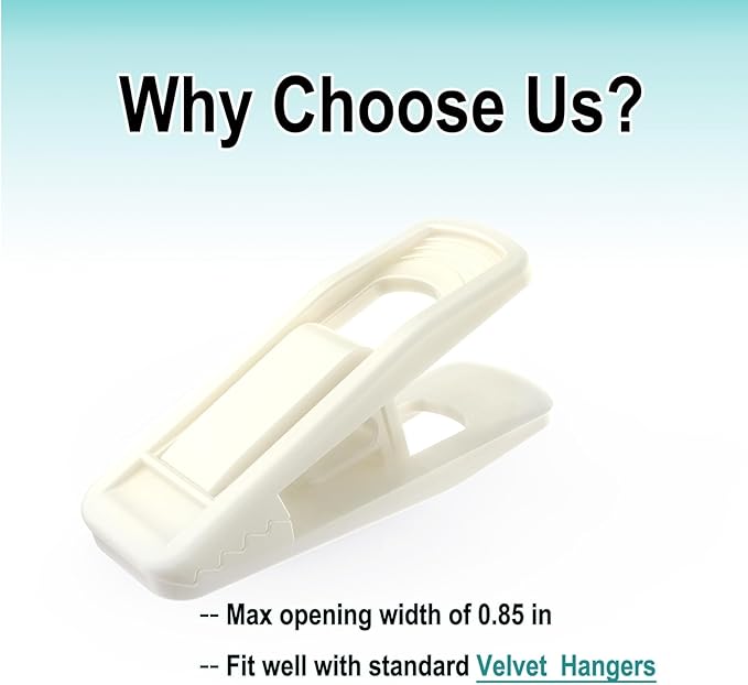 Hanger Clips Perfect for Velvet Hangers (Beige, 20 PCS), Strong Plastic Clips Pant Skirt Hanger Clips for Beige Flocking Felt Hangers
