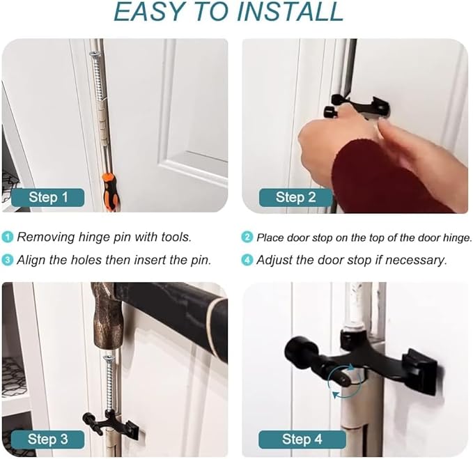 6 Pack Hinge Pin Oil Rubbed Bronze Door Stopper, Adjustable Heavy Duty Hinge Pin Door Stop with Oil Rubbed Bronze Rubber Bumper Tips