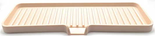 Happitasa Silicone Soap Dish Tray and Sponge Holder with Drain Chute | Bathroom and Kitchen Sink Organizer Caddy (Sand Dollar, 12"x4", 7.4 Ounces)