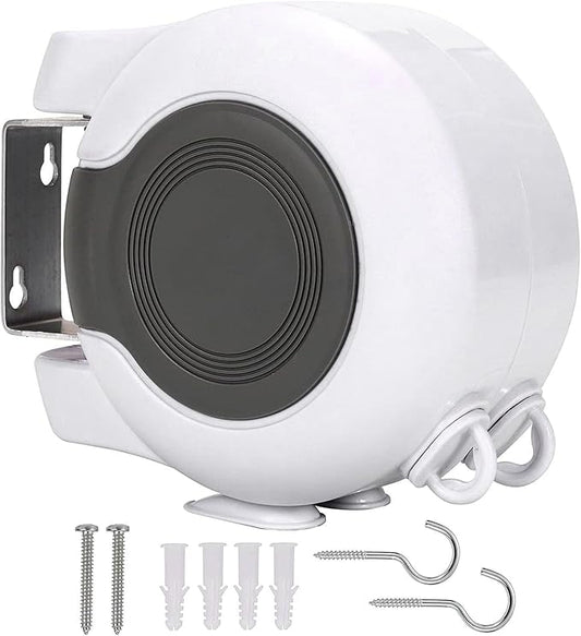 Retractable Double Clothesline – 49 ft x 2 Heavy Duty Clothes Line for Indoor & Outdoor Use, Dual Laundry Line with Easy Installation (White)