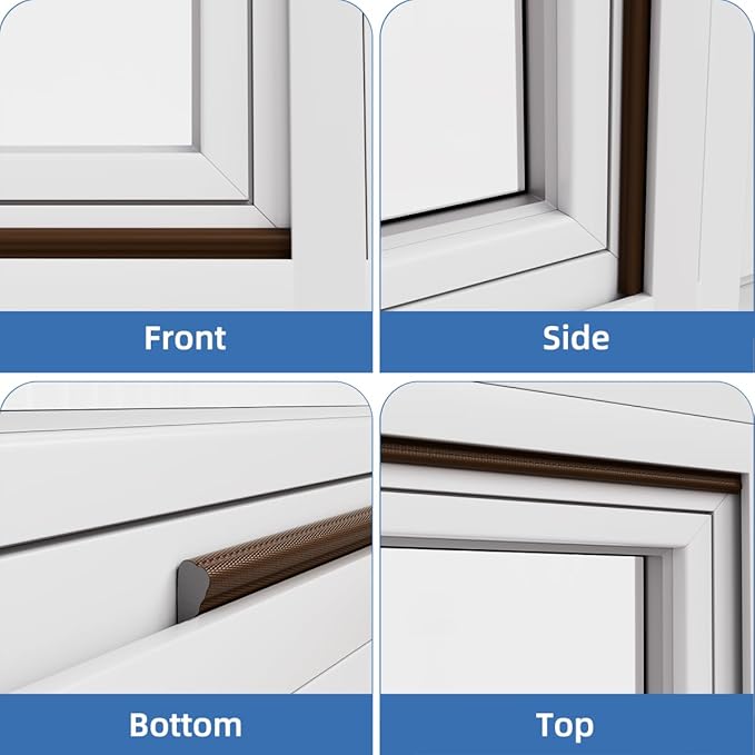 Wedge-Shape Window Weather Stripping Door Frame Seal Strip 2Pcs×196" Brown,Upgrade Black Foam,Soundproofing,Draft Stopper,Winter Insulation,Noise Blocker, Gap Filler for Exterior Front Door Side
