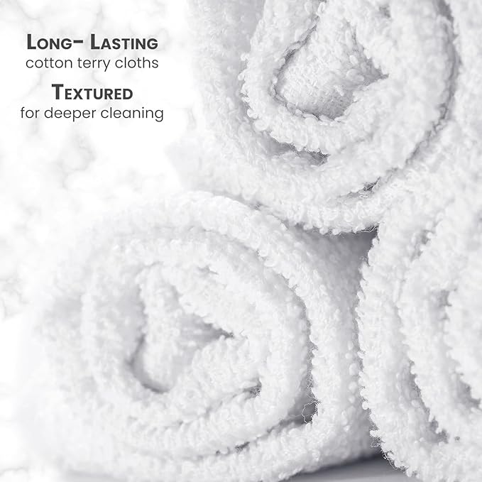 Terry Bar Mop Towels (Value Pack of 60) Size 14"x17" – Absorbent and Durable, Multipurpose Cleaning Rags, Cotton Cleaning Towels, Terry Cloth Rags, Reusable Shop Rags (White)