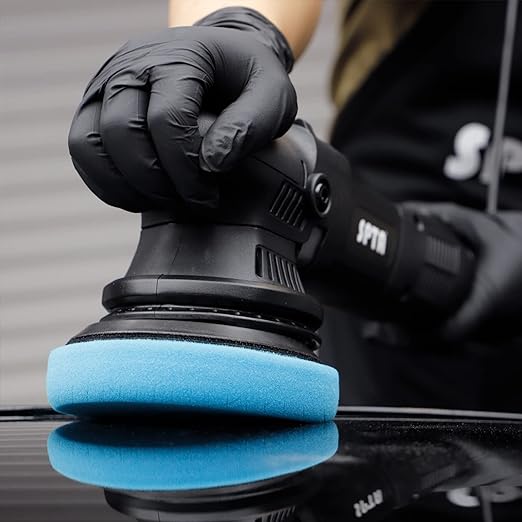 Blue Polish Pad, Buffing Polishing Pads, SPTA 1Pc 6.5 Inch Face for 6 Inch 150mm Backing Plate Compound Buffing Sponge Pads for Car Buffer Polisher Compounding, Polishing and Waxing -FPTSS6B
