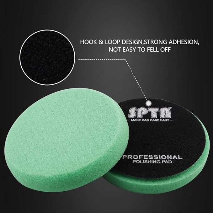 Green Heavy Cut Pad, Buffing Polishing Pads, SPTA 3Pcs 6.5 Inch Face for 6 Inch 150mm Backing Plate Compound Buffing Sponge Pads for Car Buffer Polisher Compounding, Polishing and Waxing -FPTSS6G-3