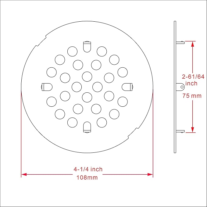 rrajj 4-1/4 (4.25) Inch(108mm) Round Snap-in Shower Floor Drain Cover Replacement Cover (Brushed Gold)