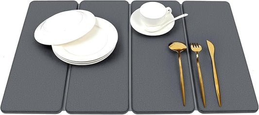 Large Stone Dish Drying Mat for Kitchen Counter, HQAUT 24×16" Collapsible Quick Drying Dish Mats, Ultra Absorbent Diatomaceous Earth, Non-Slip Dishes Drainer Drying Mat, Easy to Clean