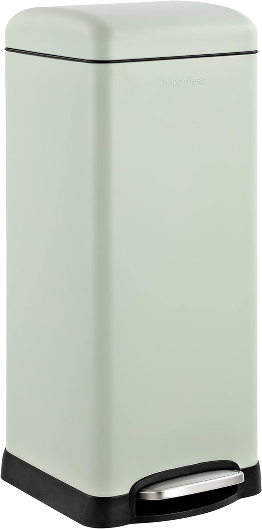 happimess HPM1007E Betty Retro 8-Gallon Step-Open Trash Can with Soft-Close Lid, Fingerprint Resistant, Modern, Minimalistic for Home, Kitchen, Laundry Room, Office, Bedroom, Bathroom, Mint Green