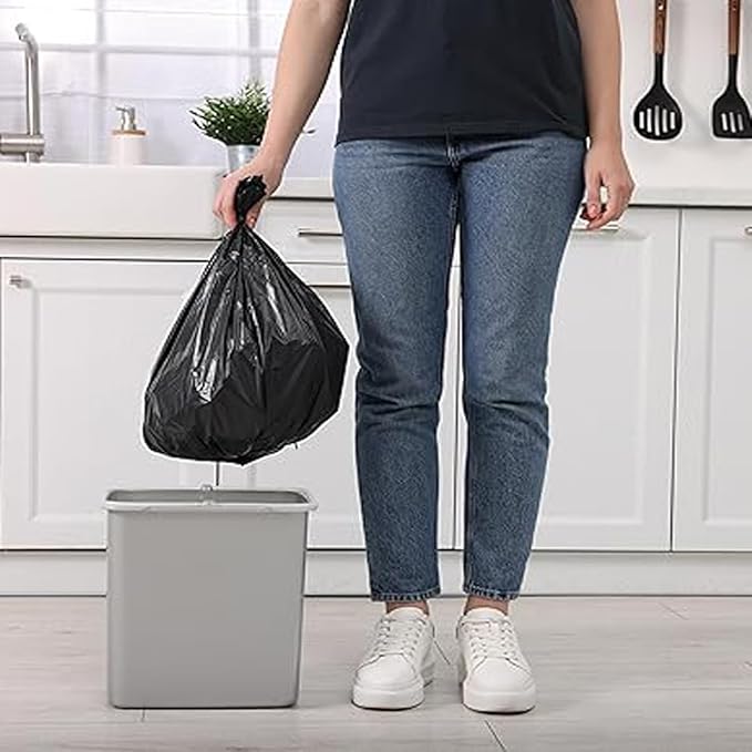 2-4 Gallon Trash Bags, 1000 Count Bulk Value Pack, Black Garbage bags, Small Trash Can Bin Liners for Bathroom, Office, Industrial, Commercial, Janitorial, Municipal, Recycling