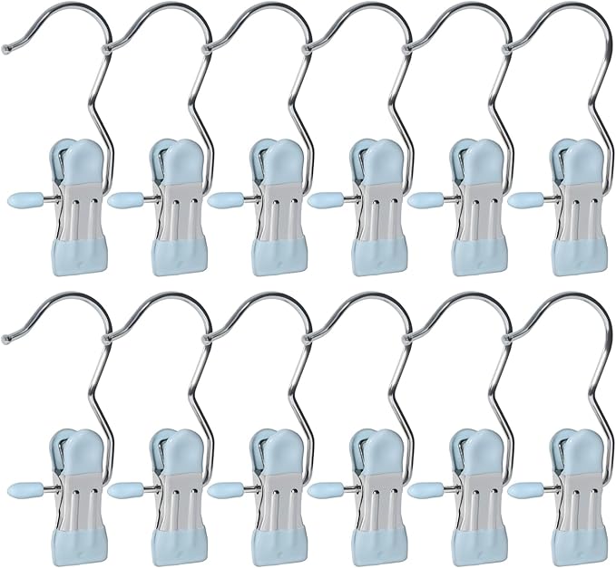 15/30/50Pcs Upgrade Double Head Clamp Dipped Clothespin for Laundry Hooks with Clips, Boot Holder, Hanging Clips, Portable Multifunctional Hangers Single Clip Space Saving for Jeans, Hats (50, Blue)