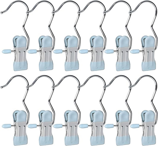 15/30Pcs Upgrade Double Head Clamp Dipped Clothespin for Laundry Hooks with Clips, Boot Holder, Hanging Clips, Portable Multifunctional Hangers Single Clip Space Saving for Jeans, Hats (30, Blue)