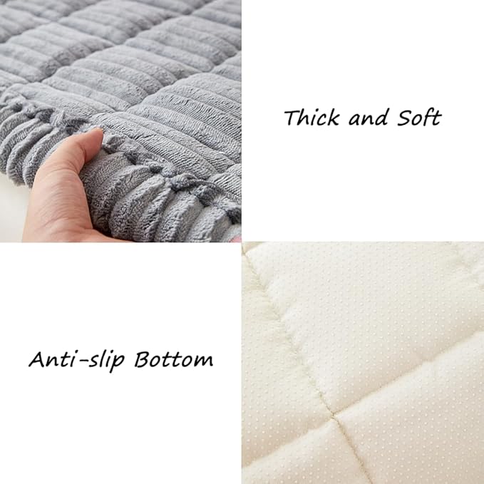 Couch Cover for Dogs Washable, Fuzzy Pet Couch Covers for 3 Cushion Sofa Pet Friendly, Non Slip Sofa Cover (Light Gray, 27.6" x 70.9"/70 x 180cm)