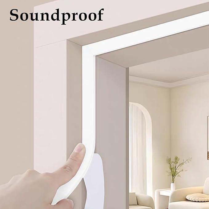 Weather Stripping Door Seal White,1Inch Wide X 1/4 Inch Thick,Air Conditioner Window Seal,Self Adhesive Foam Tape High Density Foam Sealing Strip,Door Soundproof Tape Roll,Total 16.4 Feet Long