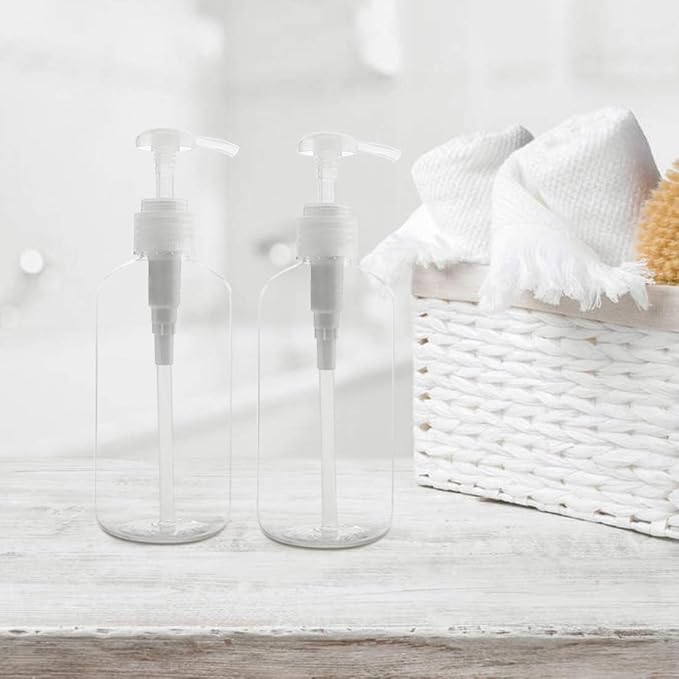 Yebeauty Pump Bottle Dispenser, 4 Pack 10oz/300ml Plastic Dish Lotion Soap Dispenser Clear Liquid Shampoo Container for Bathroom Kitchen Hotel Body Wash