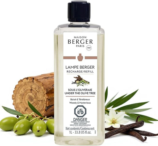 MAISON BERGER - Under The Olive Tree - Lampe Berger Fragrance Refill for Home Fragrance Oil Diffuser - Air Freshener - 33.8 Fluid Ounces - 1 Liter