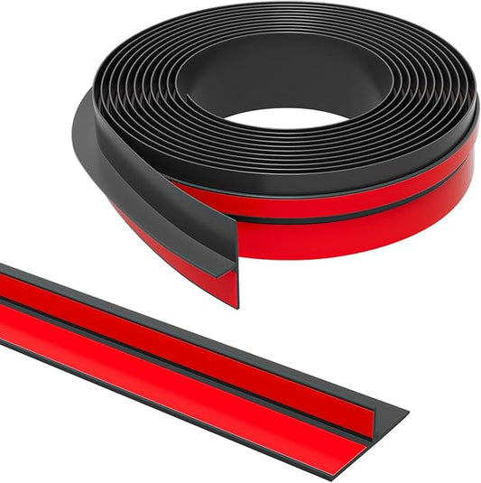 T-Shaped Door Draft Stopper, 1.37 in x 20 Ft Silicone Seal Strip for Windows Gaps, Weather Stripping Seal Strip Shower Sweep, Black