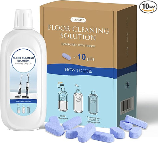 10 Bottles Compatible with Tineco Cleaning Solution Pet 500ml Per Bottle Lavender Scents Floor Cleaner Compatible with All Robot Vacuums with Mopping and Cordless Wet/Dry Vacuum (Lavender)