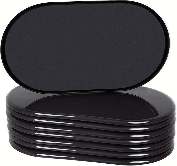 Ezprotekt 8 Pack Large Furniture Movers Sliders for Carpet, 9 1/2" x 5 3/4" Reusable Oval Furniture Moving Pads for Heavy Bed Sofa Fridge Couch Cabinet, Move Items Quickly and Easily (Black)