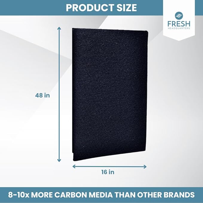 Activated Carbon Filter Pad - Cut To Fit Air Filter Roll for Improved Filtration - Universal Carbon Sheet for Air Purifier, Furnace, AC, Range Hood, 3D Printer, and Odor/VOC Control