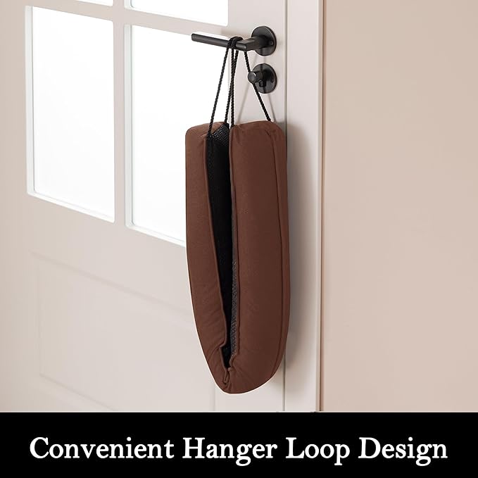 Sunolga 32" Door Draft Stopper Blocks Hot and Cold Air with Removable Washable Cover for Gaps Up to 3", All-Season Seal for Noise, Door Sweep for Bottom of Door and Window, Home Essentials, Coffee