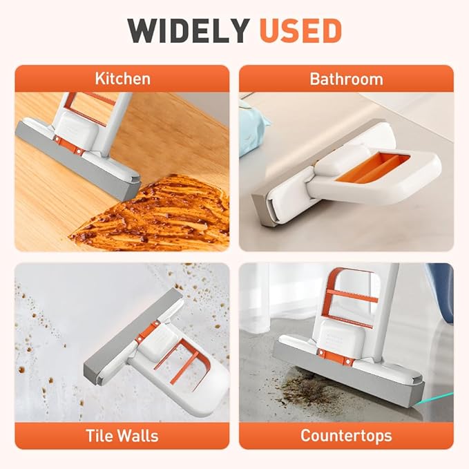 Mini Foldable Desktop Mop, Wet and Dry Portable Cleaning Sponge Mop,Self Squeezing Mini Sponge Mop with One Replaceable Head,for Small Spaces,Bathroom,Kitchen,Glass (Replace Sponge/3pcs)