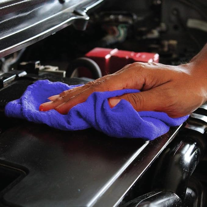 Shop Towels (Blue, 500-Pack) - Bulk Cleaning Towel in a Bag, Mechanic Cotton Wipes for Car Maintenance, Auto Mechanics & Garage, Wipe Grease & Oil, Machine Wash & Reusable