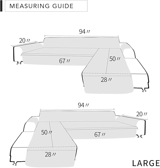 Easy-Going L Shape Sofa Slipcover - Sectional Couch Cover with Chaise Lounge & Reversible Sofa Cover Protection for Pets & Kids (Large, Gray/Gray)