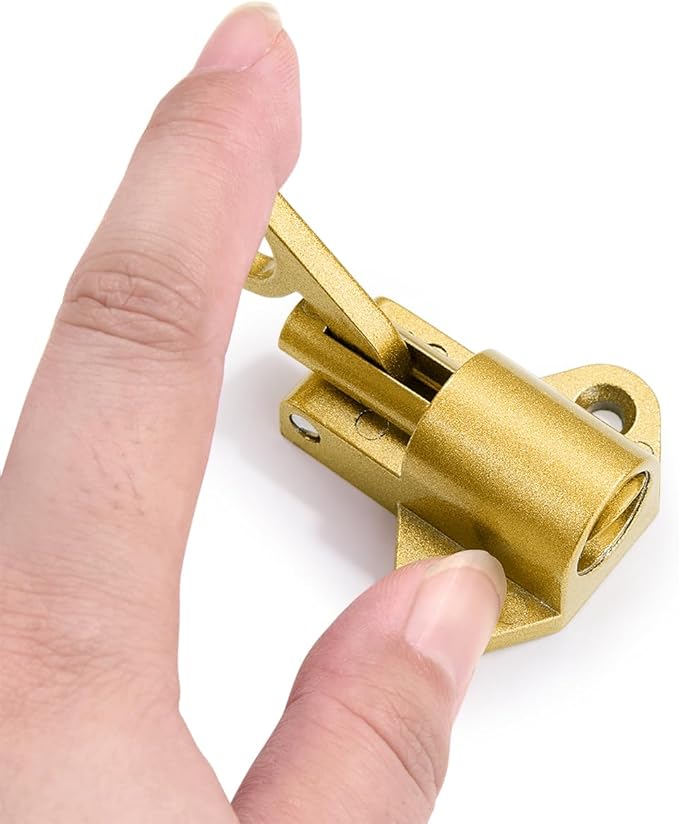 4 Packs Self-Closing Latches，Gold Spring Door Lock，Resilient Bolt Latch Aluminum Alloy Safety Automatic Spring Barrel Slide Door Lock with Screws,Used for Gate,Window and Cabinet etc