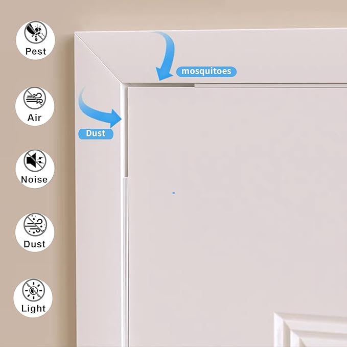 Weather Stripping Door Seal White,1Inch Wide X 1/4 Inch Thick,Air Conditioner Window Seal,Self Adhesive Foam Tape High Density Foam Sealing Strip,Door Soundproof Tape Roll,Total 16.4 Feet Long