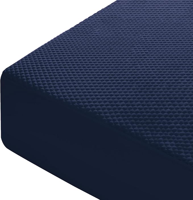 OhGeni 100% Waterproof Mattress Protector, Twin XL Size Mattress Pad, Fits 6"-20" Mattresses with Deep Pocket, Cooling, Breathable Fitted Sheets, Soft Bed Cover, Noiseless, Machine Washable(Navy Blue)