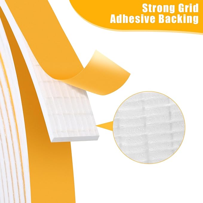 26Feet Weather Stripping Seal (2 Inch X 1/8 Inch) for Door Window, High Density Foam Tape, Soundproofing, Insulation Strip, Door Sealers for Door Frame- White