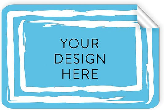100 Custom Vinyl Stickers - Upload Your own Image, Text, Design, Logo - Personalized Logo Labels for Handmade, Packaging, Bottle, Jars, Candle, Brand Stickers (Blue Swirls, 3x2)