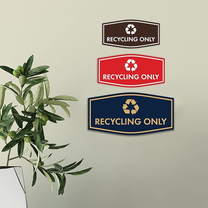 Fancy Recycling Only Sign (Red) - Large