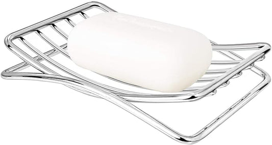 Soap Dish Stainless Steel Bar Soap Holder for Shower Bathroom, Self-draining Soap Dishes Sponge Holder for Kitchen Sink, Easy Cleaning Quick Dry(Soap Saver Not Included)