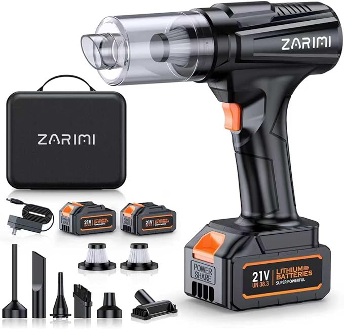 Cordless Handheld Car Vacuum Cleaner, 50,000Pa High-Power Rechargeable Dust Buster with 2 Batteries & Charger, 6-in-1 Portable Vacuum Cleaners for Home, Car, Pet Hair, Keyboard, Black
