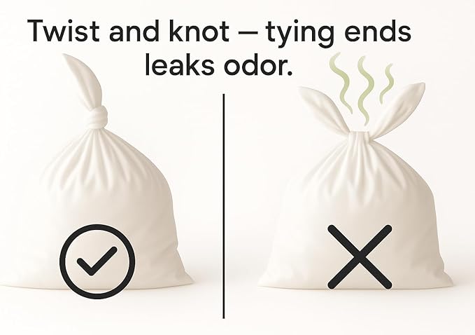BOS, Odor-Sealing Dirty Diaper Trash Bags - Scent & Smell Free (Color: Cream Yellow) (Pack of 2)(X-Small)