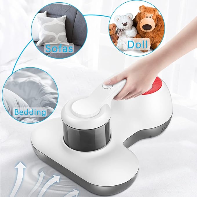 Mattress Vacuum Cleaner, Handheld UV Bed Vacuum Cleaner 16KPa & 12800 Vibrations Per/Min Upgraded Effectively Clean Up Bed, Pillows, Cloth Sofas, Carpets and Ther Fabric Surfaces